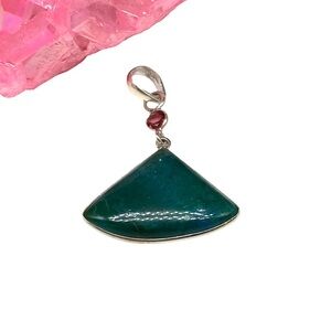 Azurite Chrysocolla & Garnet Necklace Pendant Solid 925 Sterling Silver